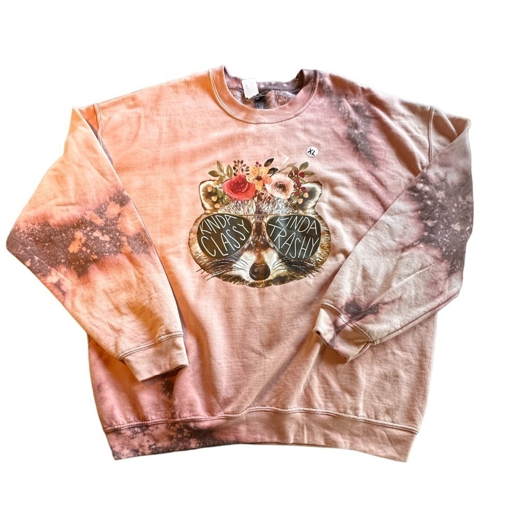Gildan XL reverse bleach dye peachy “kinda classy, kinda‎ trashy “sweatshirt.NWT